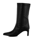 Mentha Woven Faux Leather Boots