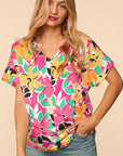 Haptics PLUS Floral Loose Fit Short Sleeve Top