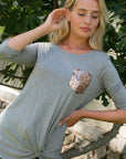 e Luna PLUS Solid Sequin Pocket Tunic