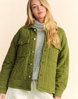 Davi & Dani Quilted Button Down Shacket with Chest Pockets