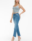 bytos Raw Hem Distressed Mid Rise Crop Jeans