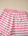 Stripe Puff Sleeve T-Shirt & Drawstring Shorts Set