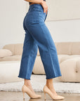 RFM Crop Chloe Full Size Tummy Control High Waist Raw Hem Jeans