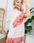 e Luna PLUS Plaid Mix Ruffle Peasant Top