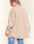 And The Why Teddy Sherpa Button Down Curved Hem Shacket