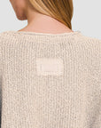 Zenana Notched Side Slit Patch Sweater