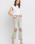 Lovervet Distressed Raw Hem Cropped Flare Jeans