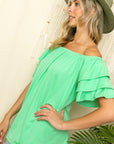 e Luna PLUS Off Shoulder Tiered Ruffle Top