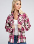 Pink Plaid Front Pocket Shacket