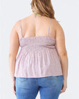 Zenobia Plus Size Frill Smocked Floral Sweetheart Neck Cami