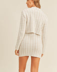 MABLE Houndstooth Cropped Knit Cardigan and Mini Skirt Set