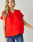 Davi & Dani V-Neck Dolman Sleeve Solid Basic Top