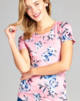 e Luna Floral Jersey Basic Casual Top