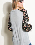 e Luna PLUS Solid and Floral Mix Casual Top