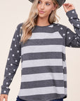 e Luna Dot Stripe Mixed Sweatshirt