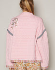 POL Embroidered Open Front Long Sleeve Jacket