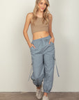 VERY J Elastic Waist Woven Cargo Pants