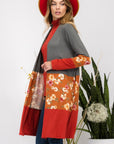 Celeste Full Size Floral Color Block Open Front Cardigan