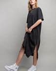 Vented Heavy Cotton Washed Dress