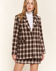 And The Why Full Size Plaid Brushed One Button Blazer