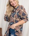 e Luna PLUS Fuzzy Aztec Button Down Shacket