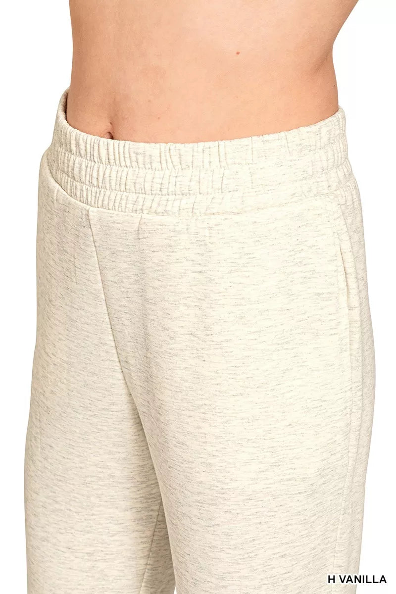 Zenana Scuba Capri Sweatpants with Pocket in Vanilla
