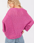 SAGE + FIG Distressed Asymmetrical Open Stitch Sweater