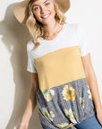 e Luna Striped Floral V-Neck Tunic Top