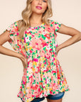 Haptics Floral Peplum Babydoll Blouse