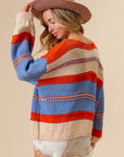 BiBi Multi Color Stripe Scoop Neck Sweater