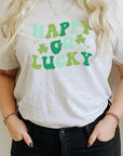 Happy Go Lucky Clovers St Patricks Graphic Tee