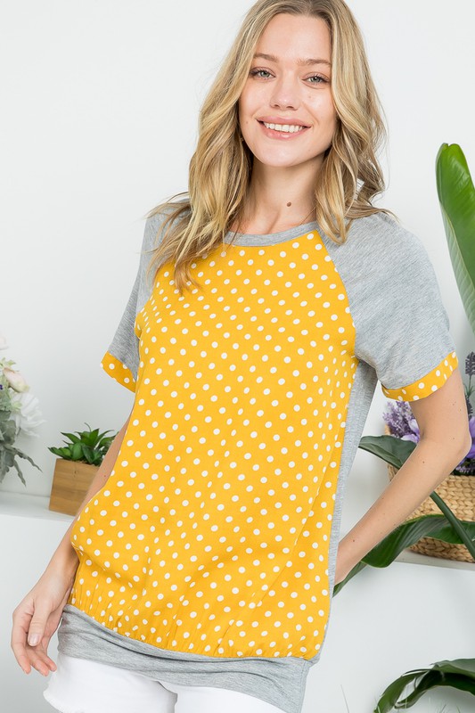 Polka Dot Mixed Casual Top - Online Only