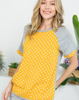 Polka Dot Mixed Casual Top - Online Only