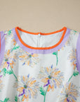 Floral Colorblock Trim Belted Sleeveless Maxi Dress