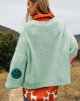 Davi & Dani The Fuzzy Smile Long Bell Sleeve Knit Cardigan