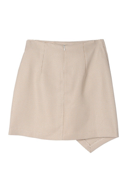 Lilou Houndstooth Shirred Wrap Skirt