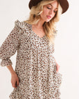 And The Why Leopard Ruffle Hem Woven Mini Dress