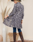 Celeste Full Size Leopard Open Front Contrast Cardigan