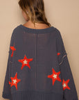 POL Long Sleeve Star Patch Sweater