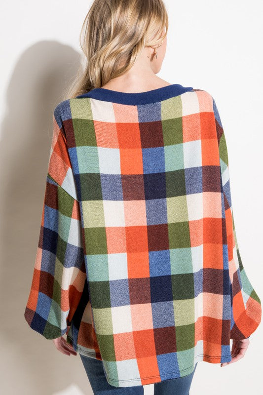 e Luna PLUS Multi Plaid Boxy Top