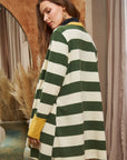 Jade By Jane Open Front Striped Draped Cardigan