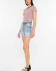 Kancan Distressed High Waist Denim Shorts with Pockets