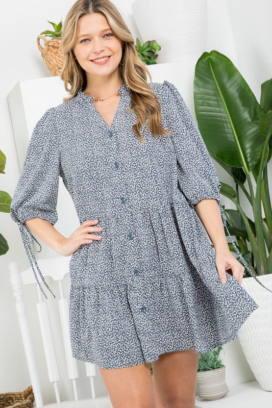 e Luna Dot Button Down Tiered Dress