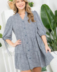 e Luna Dot Button Down Tiered Dress