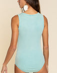 POL Sleeveless Ribbed Button Front Bodysuit - Online Only