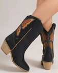 Beast Fashion Butterfly Cut Detail Point Toe Boots