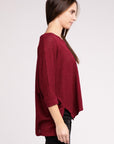 Zenana 3/4 Sleeve V-Neck Hi-Low Hem Jacquard Sweater