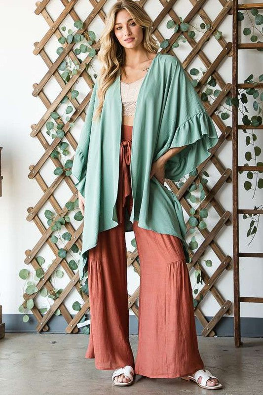 Jade By Jane Wide Sleeve Ruffle Kimono