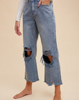 Annie Wear Distressed Raw Hem Jeans