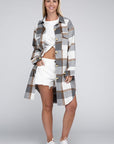 Plaid Flap Pocket Drop Shoulder Shirt